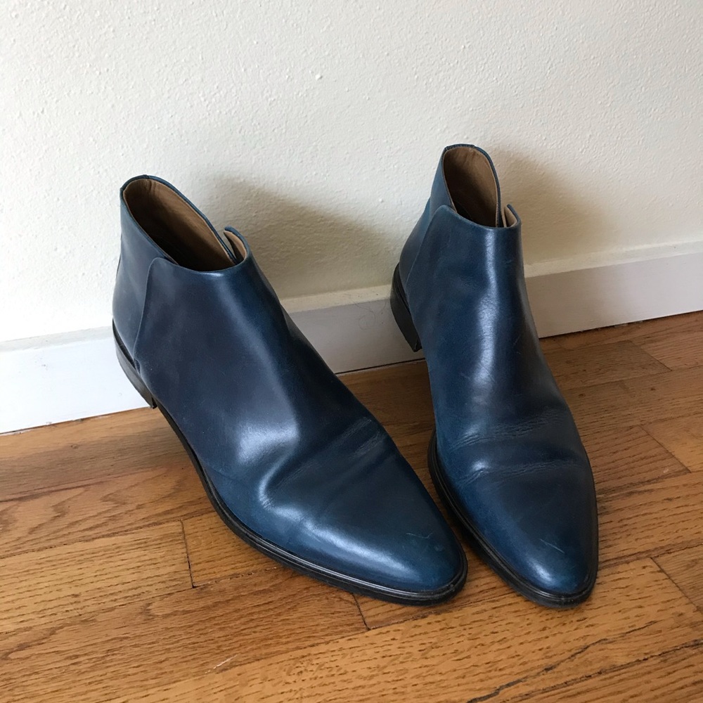 Blue ankle boots